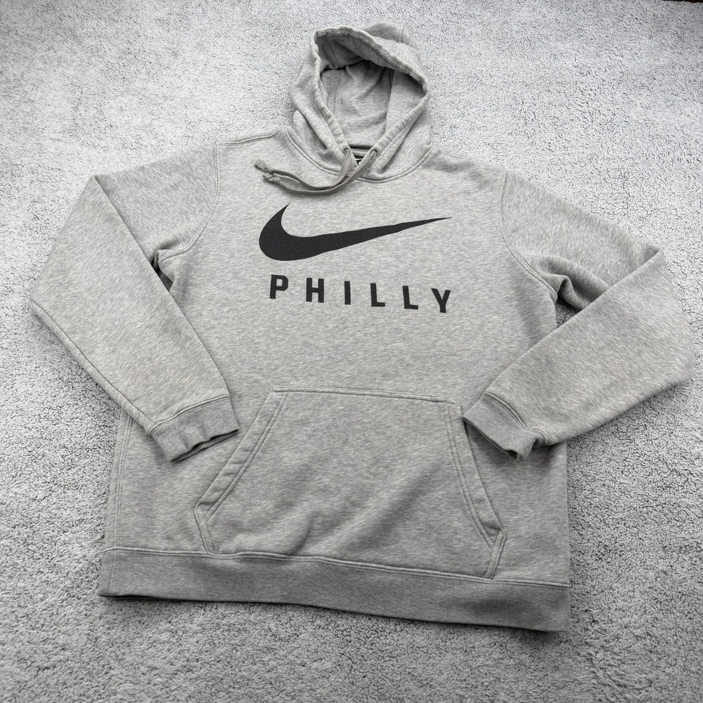 Nike Hoodie Mens Medium Gray Philly Philadelphia City Center Swoosh Pullover 215
